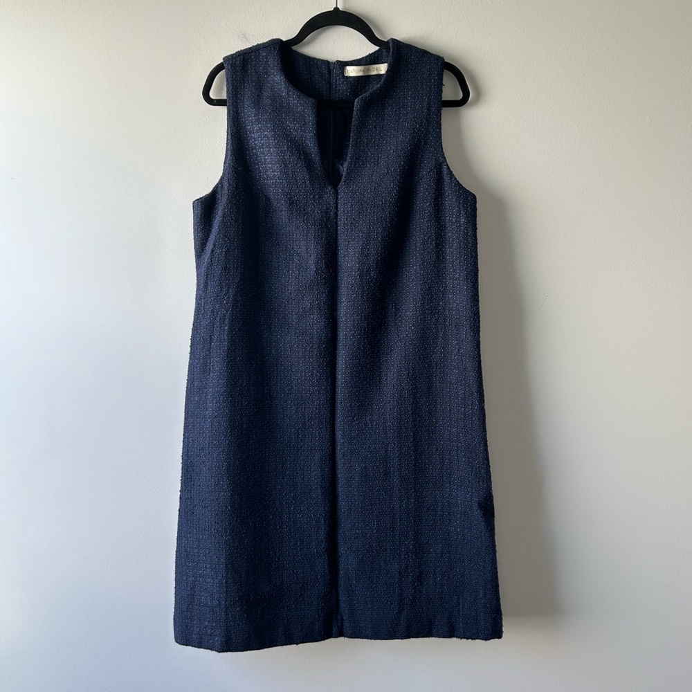 Martino Midali navy blue textured sleeveless dress